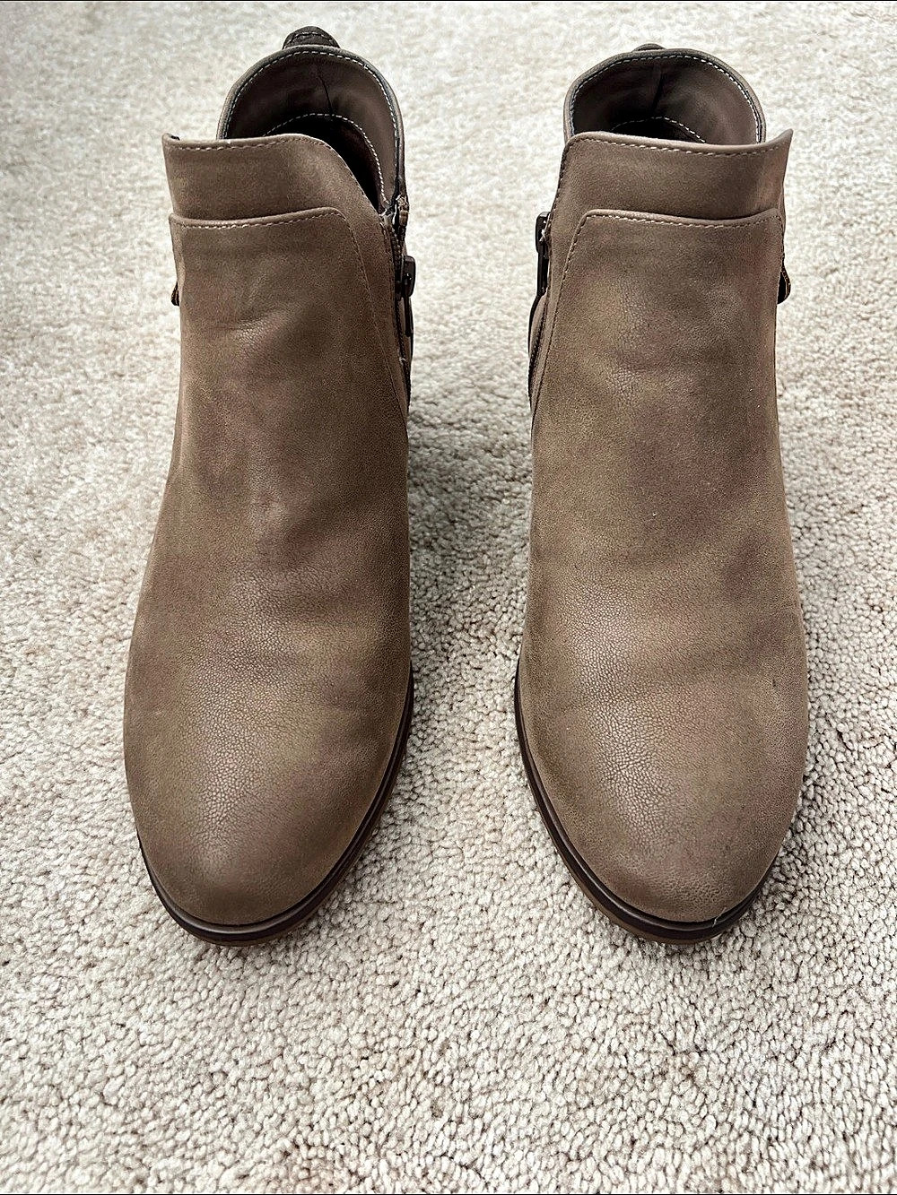 MIA Women's Ankle Faux Suede Brown Boots US Size 9 with Two Side Zippers